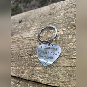 Set Of 2 Heart-Shaped 420 Silver Keychain